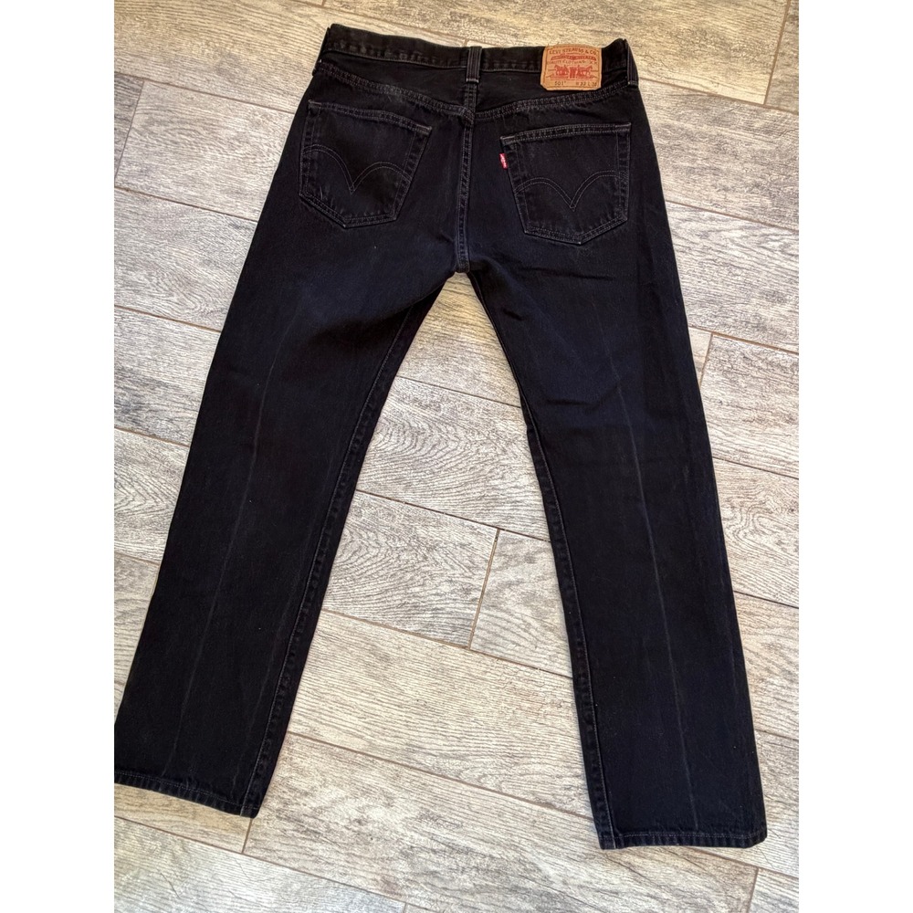 Levis 501 Jeans 33x30 Straight Button Fly Denim Mens 33 x 30 Black Levi Strauss